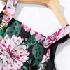 Летняя взлетно-посадочная полоса цветочные печать кружева шить бисером спагетти ремень платья для женщин без спинки праздник Vestidos de Fiesta 210601