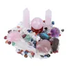 Objets décoratifs Figurines Cristal naturel Point de guérison Pierre en forme de cœur Baguette magique 7 Chakras Collection de pierres précieuses rondes en gravier lisse