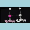 Silverpink Sexy Crystal Body Ricing Surgical Belly Ring Biżuteria batonika FGJAT Bell Rings AjHpd