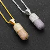 2021 New Ice out Capsule Pill Pendant Necklaces Gold Sweater Chain Necklace Choker for Women Hip Hop Punk crystal Jewelry Gift X0509