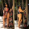 Sexy Kobiety Kwiatowe Bikini Beachwear Cover Up Beach Sukienka Letnie Kostium Kąpielowy Topy