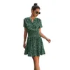 Ladies Summer Dress Women Mini Dress Female Casual Streetwear Sexy Robe Polka Dot Ruffles Button Slim Women Shirt Dress Vestidos 210416