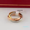 2021 Fashion Design Three Color Loop Mix Rings Men Women Couple Ring 316L Stainless Steel No Fade Love Gold Rings High Quality Jew2334460