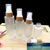 50pcs glassato vetro cosmetico contenitore emulsione spray pompa vuota bottiglia di bottiglia barattolo con eco-friendly in legno bamboo cap pipetta coperchio