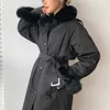 Casacos de inverno feminino Parker Parka Grosso Quente Coleira De Pele Com Capuz Jaqueta De Alta Qualidade 210608