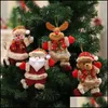 Dekorationer Festlig trädgård Ornament Hängsmycke Julklapp Santa Claus Snowman Tree Toy Doll Häng dekoration för hemfesttillbehör dbc