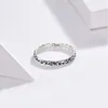 Anéis de casamento gravado padrão anel prata preto dedo pequeno unisex jóias finas