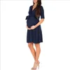 Women's Faux Wrap Maternity Dress with Adjustable Belt V Neck Breastfeeding Pregnancy es Casual Nursing 210922