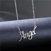 Colares pendentes Hip Hop Letters brilhantes colar de anjo Aço inoxidável Cadeia de geometria simples para mulheres Presentes de jóias