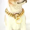 10/12/15 MM Edelstahl Gold Cut Cuban Curb Pet Supplies Halsband Walking Training Leine Hundegeschirr Halsband 13-34 Zoll