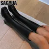 2021 Novas Mulheres de Inverno Bombas Botas de Motocicleta Senhora Designer Joelho-Alta Moda Super Hew Heels Zipper Sapatos Quente Neve Mujer Botas Y1018