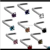 & Body Jewelry Drop Delivery 2021 Crystal Sets Studs Stainless Steel Piercing Screws Fashion Nose Septum Rings Pxi7V