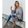 Sweter damski Moda Y2K Sexy Backless Paski Paski V-Neck Knit Swetry Loose Solid Color Latarnia Rękaw Kobiet Odzież Top 210419