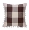 Grid Pillow Case Pompom Tassel Pillowcase Hushållsverket Europeisk Amerikansk klassisk stil Soffa Kuddar täcker midjan Pillowcases Linne 5 Färg Mjuk och bekväm GYL124