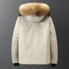 Men's Down Parkas Men Men Casual Capuz Casa de inverno macho macaco quente e quente colarinho de peles largo térmico à prova de vento