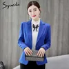SYIWIDII 6カラーブレザーとジャケットオフィスレディスリムピンクブラックホワイトブルー韓国のファッション服スプリングコート210930