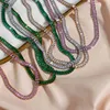 Collier ras du cou en chaîne de Tennis carrée pour femmes, bijoux de noël de luxe, cadeau pour dames, vert, rose, blanc, noir, cristal