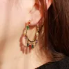 Boucles d'oreilles en forme de cerceau pour femmes, haut de gamme, luxe, Chic, couleur or, arc-en-ciel, grand cercle, rond, pompon, breloques, style Boho, 2021, 280S