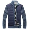 Winter Men's Fleece Sweater Coat Thick Patchwork Wool Cardigan Muscle Fit Knitted Jackets Fashionable Male Clothing for Autumn 210813