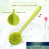 Brosse de douche double face en silicone à long manche, brosse de lavage de salle de bain, massage du dos, luffa, accessoires exfoliants pour le corps, prix d'usine, conception experte