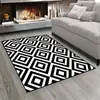 Dywany Płytki Czarne Białe Płytki Geometryczne Nordec 3D Print Non Slip Microfiber Living Room Nowoczesny Dywan Zmywalny Obszar Dywan Mat1