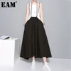 [EAM] High Waist White Bandage Pleated Long Casual Big Size Half-body Skirt Women Fashion Spring Summer 1DD7524 21512