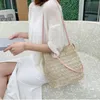 Kvällspåsar 2021 Sommar Casual Woven One Shoulder Straw Bag Ins Korean Fashion Mångsidig Bucket Portable Women's