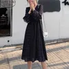 Printemps femmes Dot imprimer doux col en v taille haute Robe coréenne Midi longues robes en mousseline de soie Robe Mujer 13194 210417