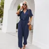 Fashion Casual sexy suit Jumpsuits Button spring and summer solid color women's jumpsuit rompers for women 210514