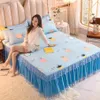 韓国のバージョンのベッドスカートテキスタイルベッドシート家庭用寝具大型マットレスベッドベッドスプレッド花枕カバーF0235 210420