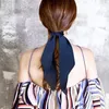 Semplici donne solide con fiocco e nodo fascia per capelli in raso di seta copricapo moda lunga sciarpa a nastro elastici per capelli accessori per coda di cavallo