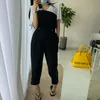 Fashion Summer Femmes Plays Cstaits Sexy One Spap Blessless High Waist Pants Rompers Casual Jumpsuit 210518