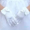 Cinq doigts Gants 1 paire de charmante fille de fleur fille Bowknot femelle mitaines sans doigts femmes cérémonie communion accessoires