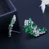 Högkvalitativ Druzy Cubic Zirconia Big Green Designer Stud Örhängen för kvinnor Silverfärg CZ Smycken Tillbehör CZ395 210714