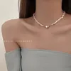 Elegant Big White Pearl Beads Choker Clavicle Chain Heart Pendants Necklaces For Women Wedding Jewelry Collar 2022 New