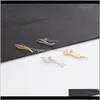 Stud Jewelry Cler Earrings For Women Leaf Ear Climber Cuff Earring Feather Studs Dw1Mb