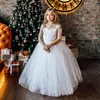 Kwiat Dziewczyna Suknie na Wesela Z Wrap Koronki Appliqued Koraliki Little Kids Baby Suknie Długa Communion Dress