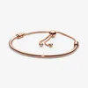 Rose Gold Slider Bangle 925 Sterling Silver Moments Bracelet for Women Luxury Jewelry Valentine's Day Gift302O