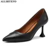 AlliteBode alta qualidade de couro genuíno marca de alto saltos de escritório senhoras sapatos mulheres sapatos de salto alto festa mulheres saltos meninas sapatos 210611