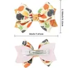 Thanksgiving Hair Bows for Girls Leaves Printed Ribbon Hairgrips Bowknot Clips Kids Hairs Accessories2338648