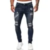 Jeans pour hommes Cool Ripped Skinny Pantalon Stretch Slim Denim Pantalon Grande Taille Hip Hop Noir Bleu Casual Jogging pour Hommes 210723
