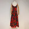 Elegant Hit Color Dress For Women V Neck Sleeveless High Waist Patchwork Midi Dresses Female Summer Fashion Stylish 210520