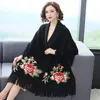 Veste de châle de fourrure de vison artificielle pour femme mi-longue longue automne et hiver avec cape épaisse pour Cheongsam 210427