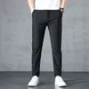 Casual Summer Pants Men's Slim Straight Elastic Trend 2021 Ice Thin Versatile 9-point Men