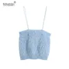 BBWM Women Sweet Fashion Soft Knitted Cropped Camis Top Vintage Backless Thin Elastic Straps Top Female Chic Camisole 210520