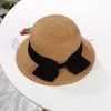 Berretti Cappelli Estate Bambini Nodo a farfalla Cappello Fedora in paglia Bambini Visiera Spiaggia Sole Neonate Cappello a tesa larga Floppy Panama Per Ragazza