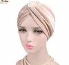 Muslimska kvinnor sover kemo hatt stretch sammet twist turban silkeslen satin linning cap huvud halsduk hijab turbans håravfall huvudbonader gc652