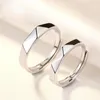 Cluster Rings 925 Sterling Silver Mirror Finish Love Ring Resizable Lovers 'paar Boyfrid Girlfriend Gift