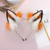 Handmade Regulowany Furry Wolf Uszy Pałąk Symulacja Puszyste Pluszowe Zwierząt Hair Hoop Kawaii Anime Cosplay Headpiece X0722