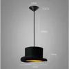 Nowoczesna czarna dioda LED E27 wisiorek światła magik tkanina melonik wysoki kapelusz lampy oświetlenie sklep odzieżowy dekoracje oprawy